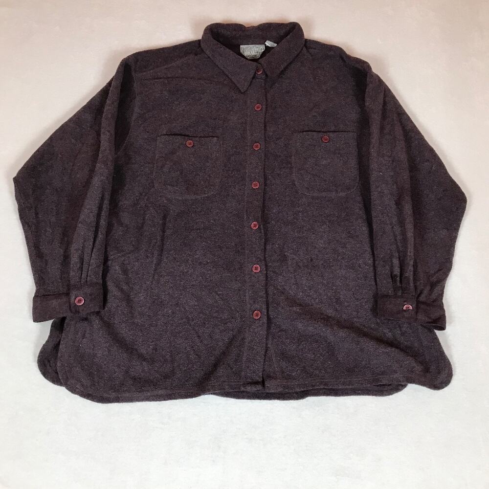 Vintage Justin Allen Red Maroom Knit Button Up Long Sleeve Shirt 24W